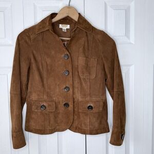Vintage Talbots Suede Jacket Women's Petite Small Brown Classic EUC!